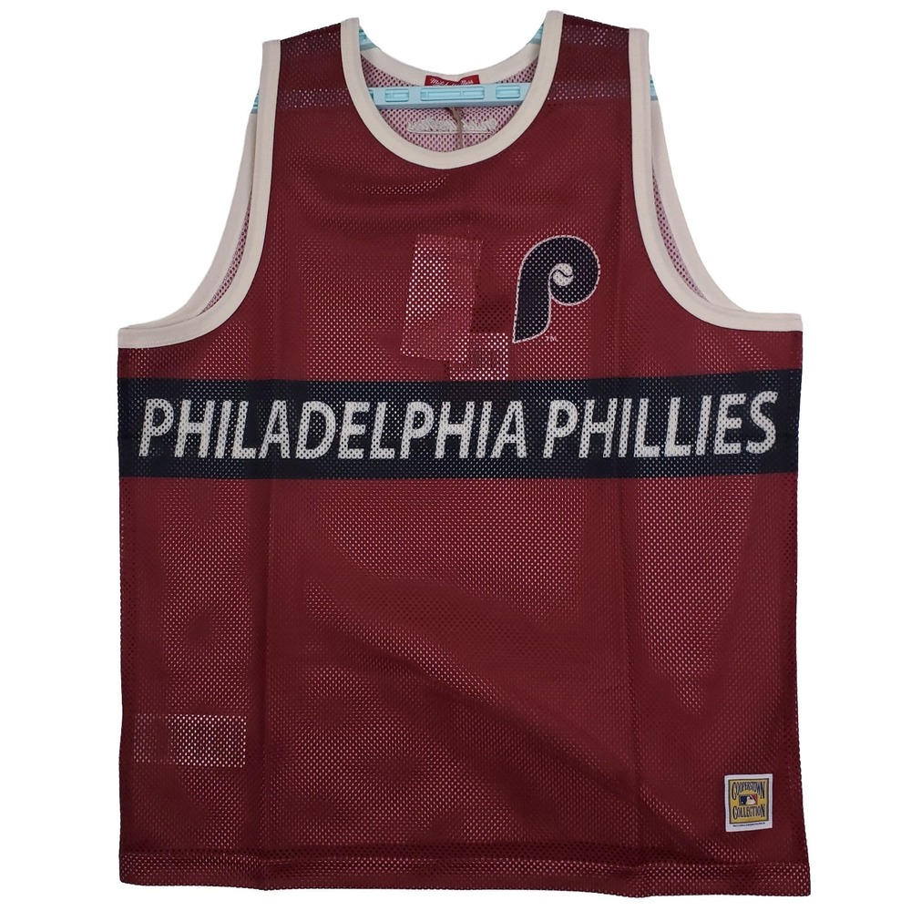 Philadelphia Phillies Mitchell & Ness MLB Womens Maroon Mesh Tank Top NWT